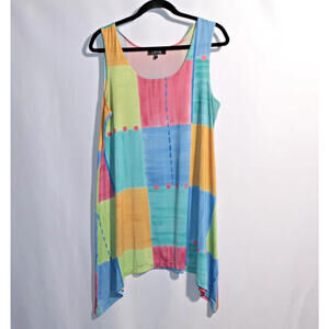 Abstract Art to Wear Square Print Patchwork Tunic USA Made Womens L Blouse Tank